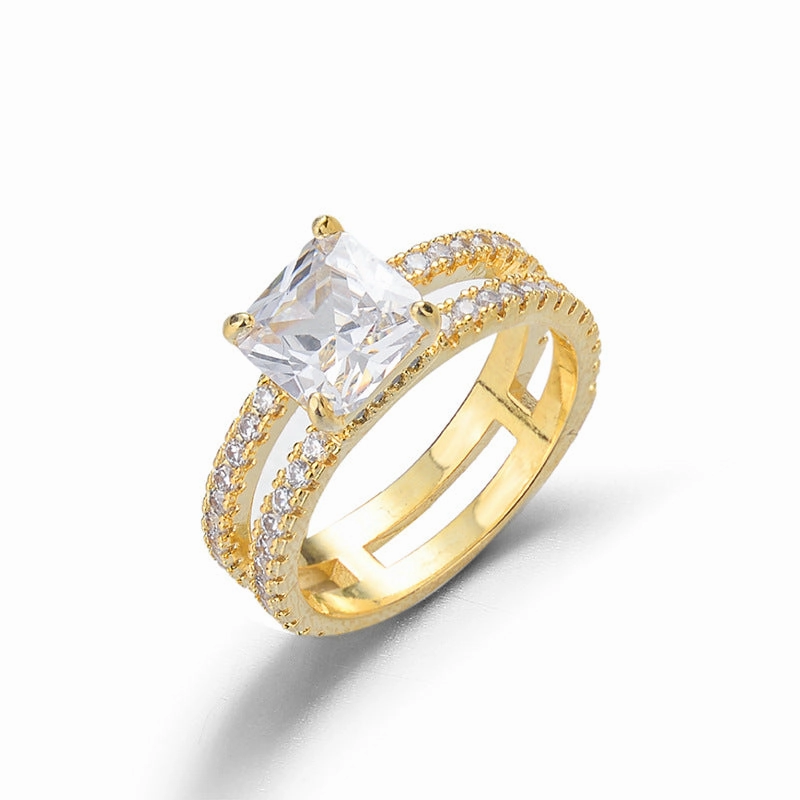 Wholesale Jewelry Gold Plated Diamond Studded Copper Rings