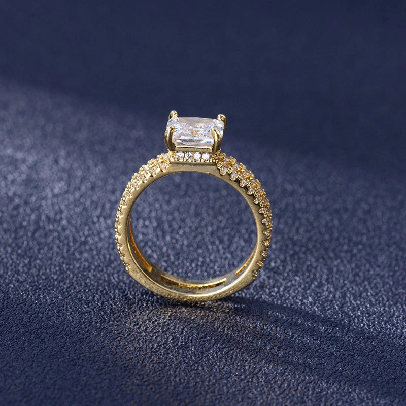 Wholesale Jewelry Gold Plated Diamond Studded Copper Rings