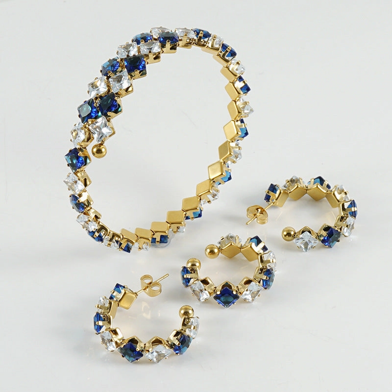 Wholesale Jewelry Gold Plated Stainless Steel Rings Necklace Set