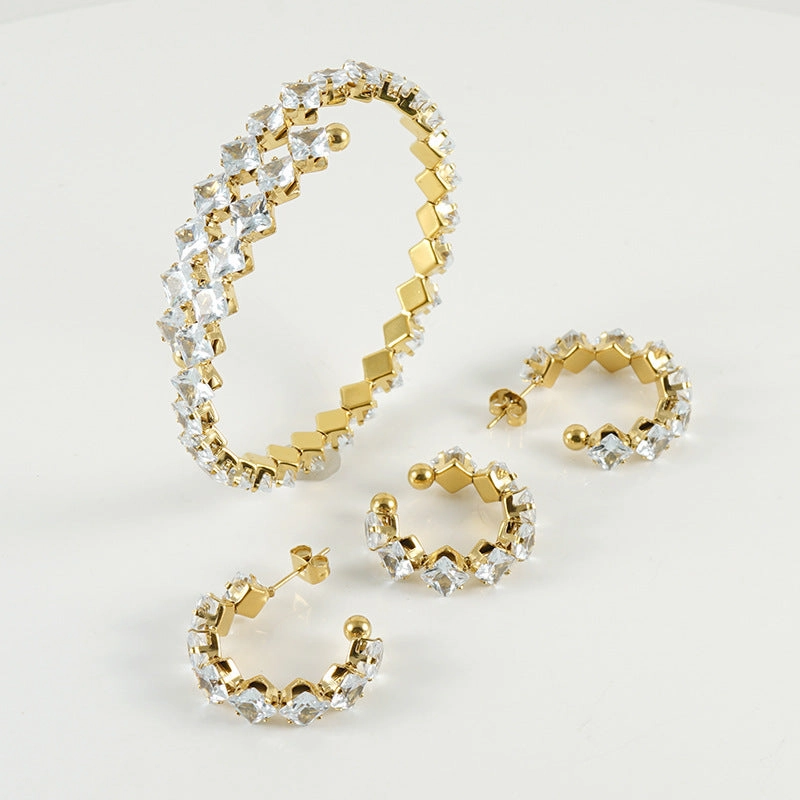 Wholesale Jewelry Gold Plated Stainless Steel Rings Necklace Set