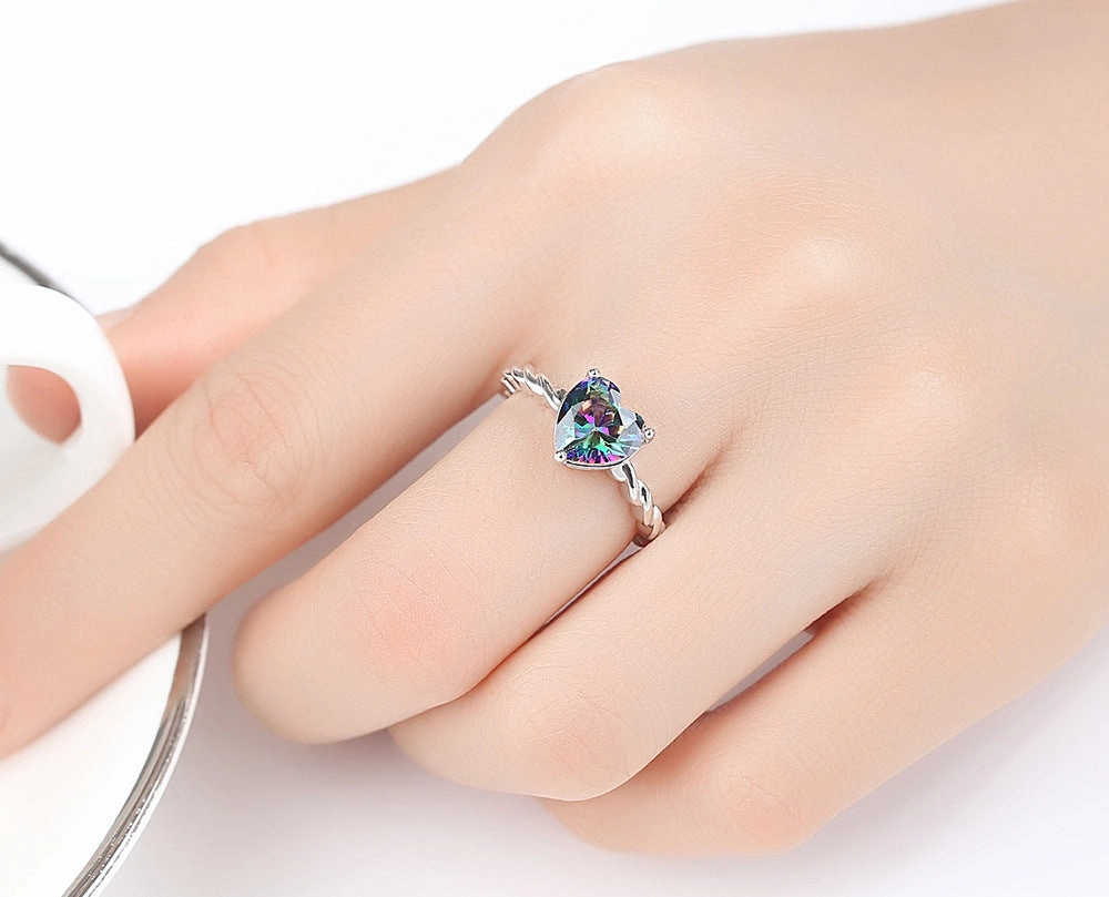 Wholesale Jewelry Heart Colorful Zircon Copper Rings