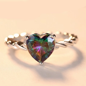 Wholesale Jewelry Heart Colorful Zircon Copper Rings