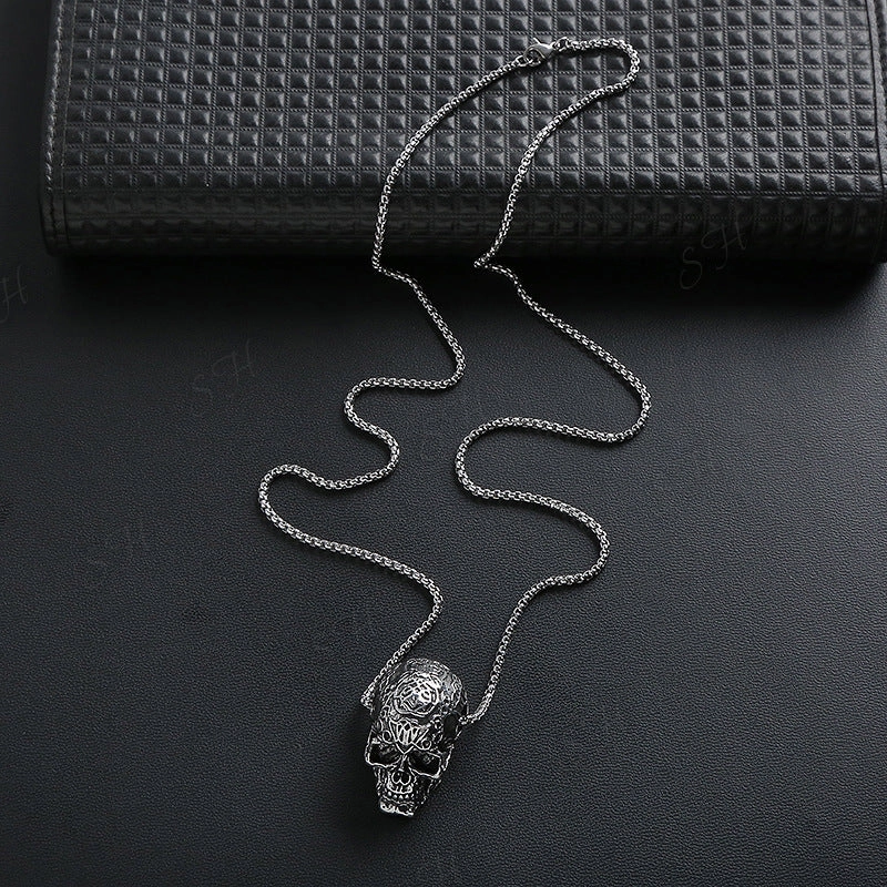 Wholesale Jewelry Stainless Steel Boho Style Skull Pendant Necklace