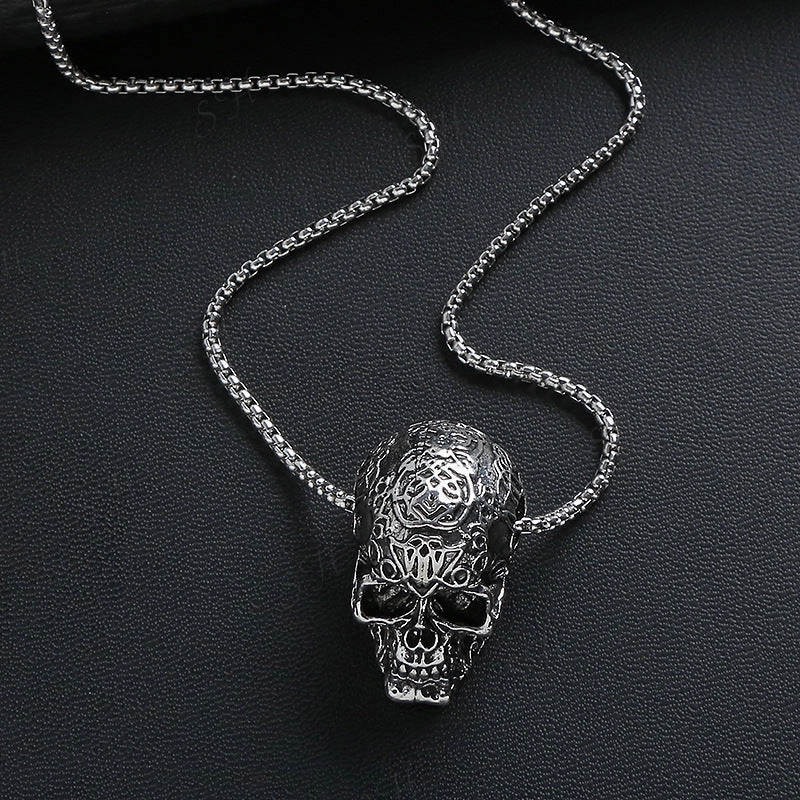 Wholesale Jewelry Stainless Steel Boho Style Skull Pendant Necklace