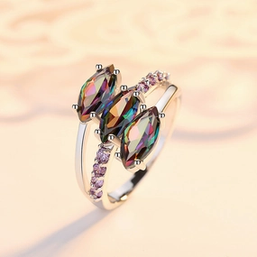 Wholesale Jewelry Triple Head Purple Oval Copper Rings