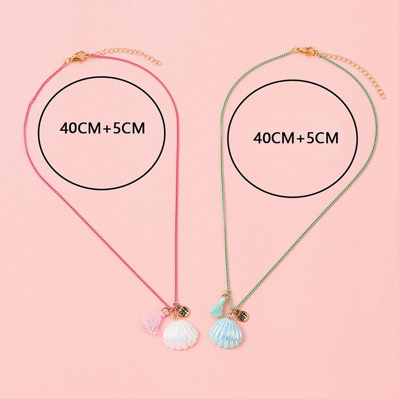 Wholesale Kids Colorful Resin Shell Tassel Pendant Necklaces