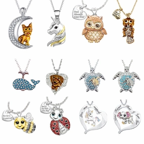 Wholesale Ladybug Elephant Two Color Owl Bee Necklaces Earring Set