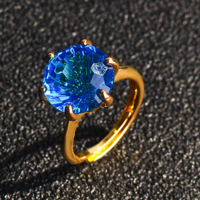 Wholesale Large Gemstone Paraiba Aquamarine Copper Rings