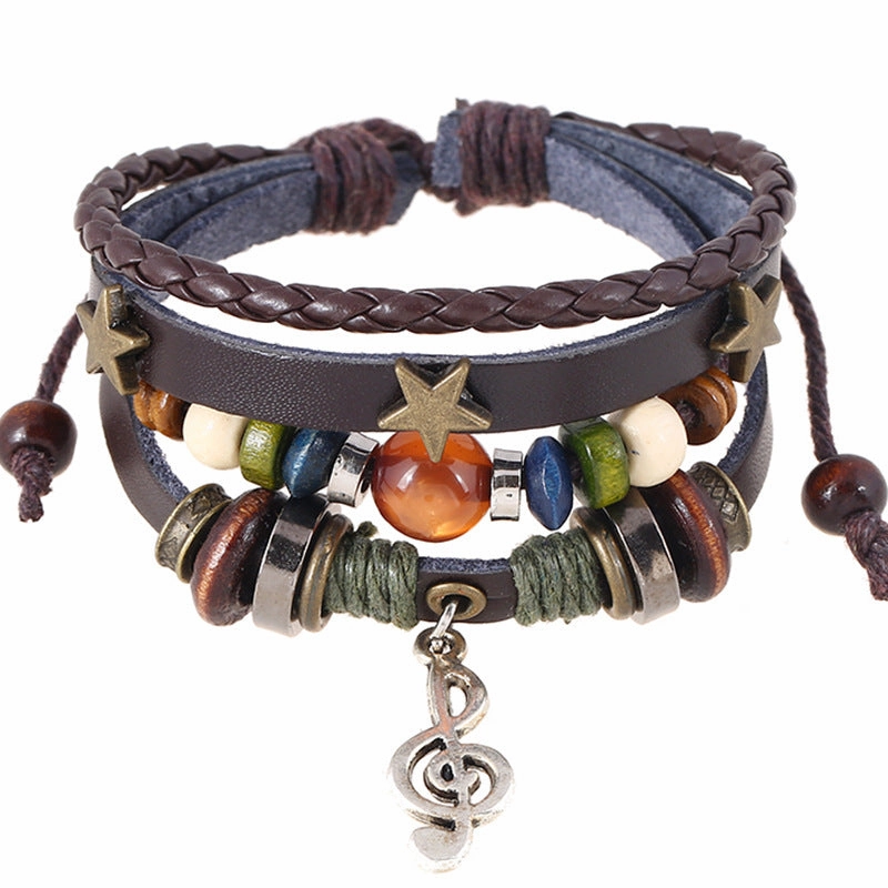 Wholesale Leather Alloy Note Bracelet