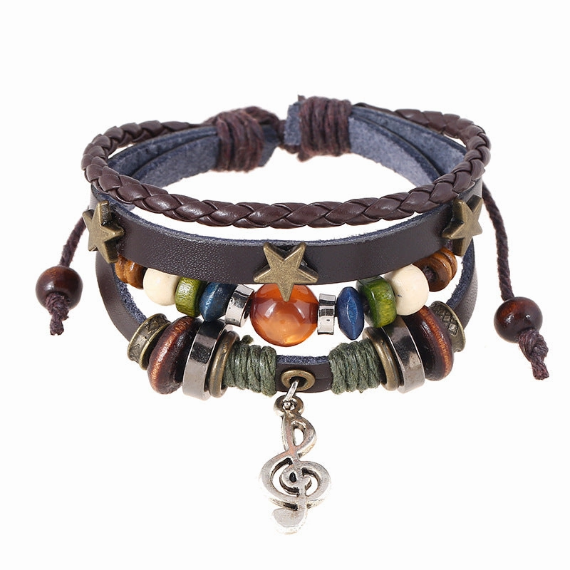Wholesale Leather Alloy Note Bracelet