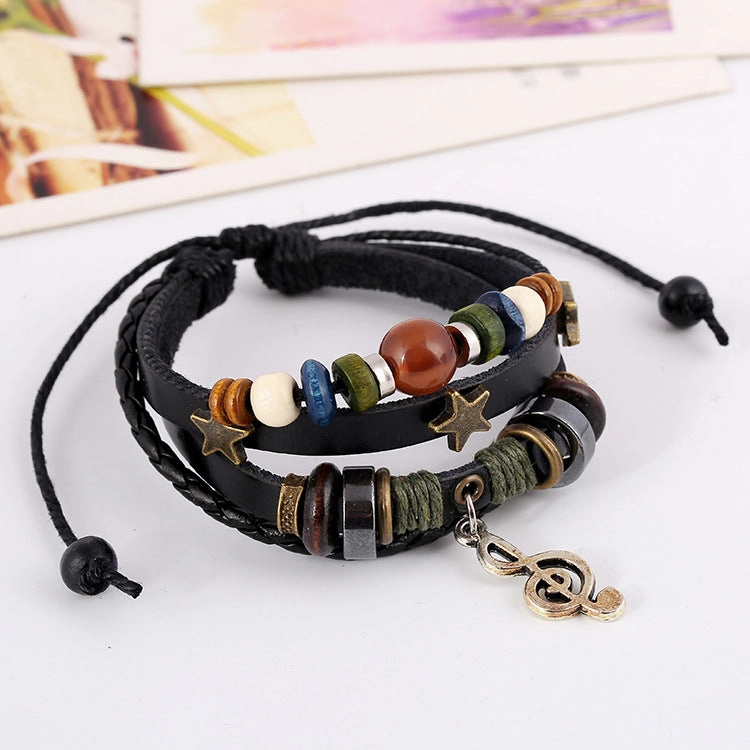 Wholesale Leather Alloy Note Bracelet