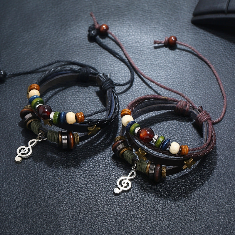 Wholesale Leather Alloy Note Bracelet
