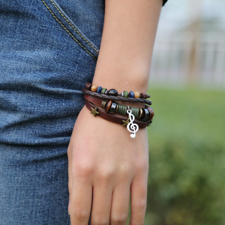 Wholesale Leather Alloy Note Bracelet