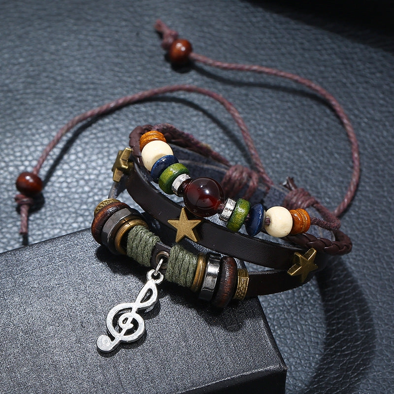 Wholesale Leather Alloy Note Bracelet