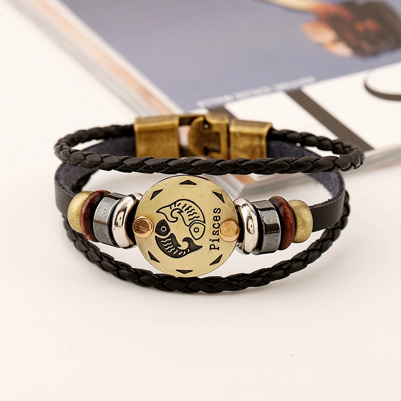 Wholesale Leather Zodiac Bracelet