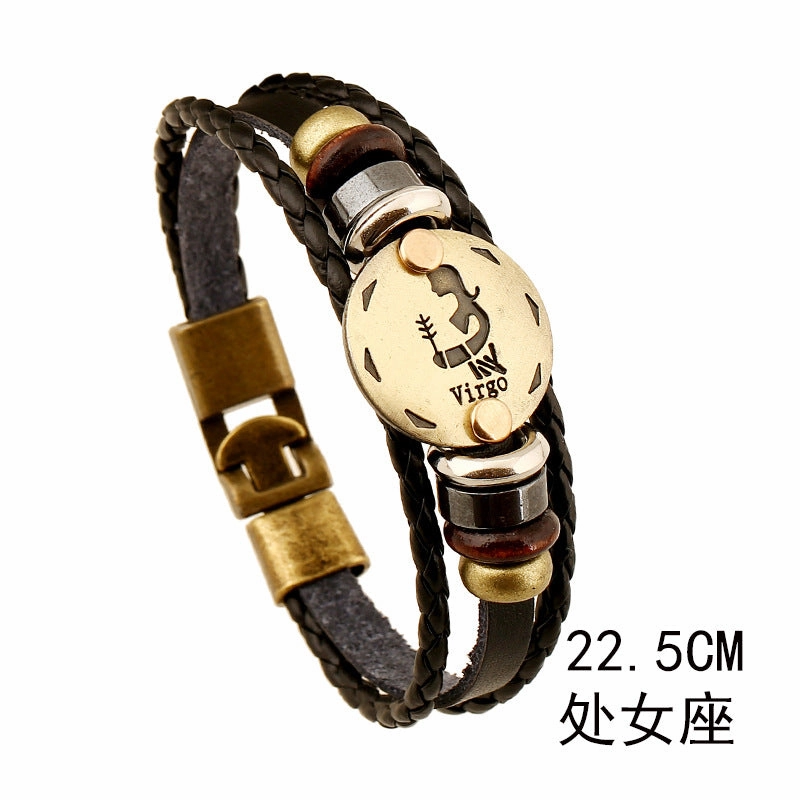 Wholesale Leather Zodiac Bracelet