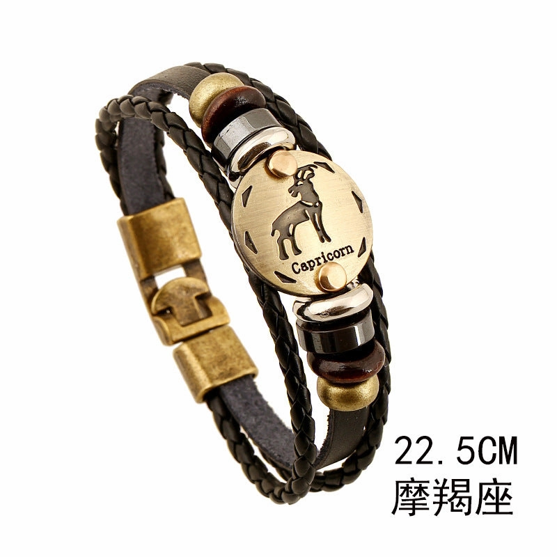 Wholesale Leather Zodiac Bracelet