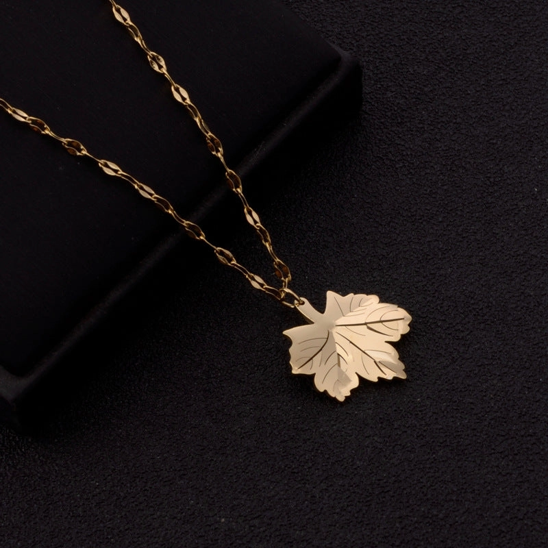 Wholesale Leaves Titanium Steel Necklace Clavicle Chain