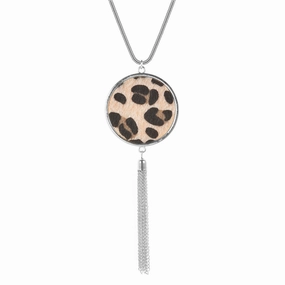Wholesale Leopard Disc Tassel Long Necklaces