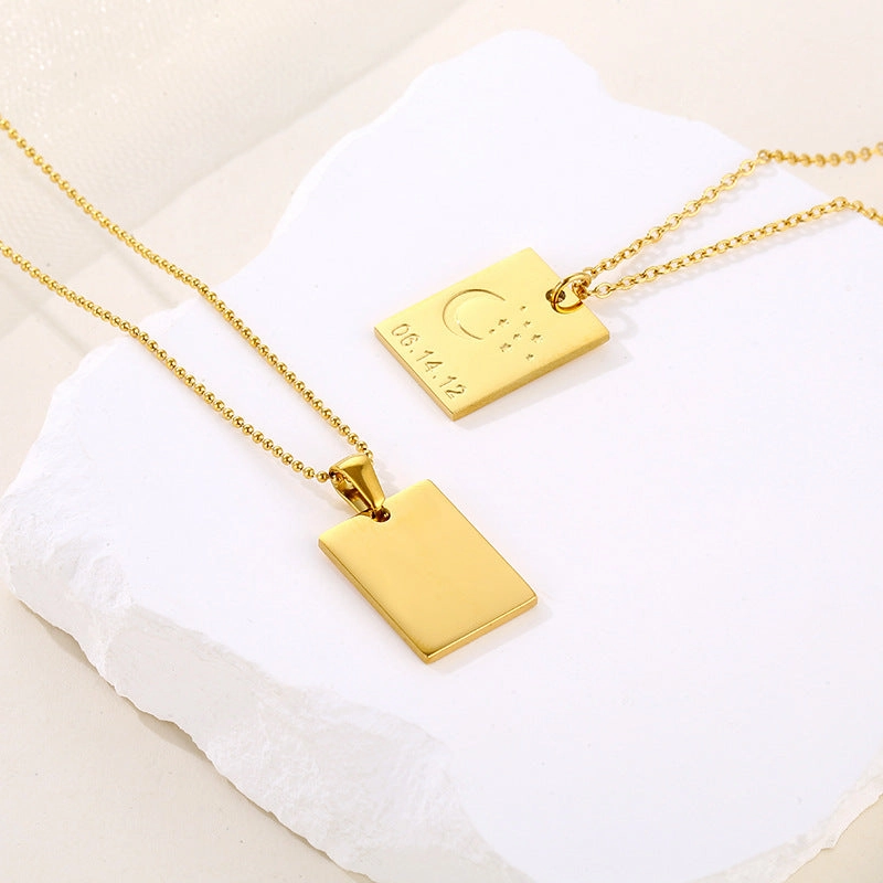 Wholesale Letter Square Tag Titanium Steel Necklace