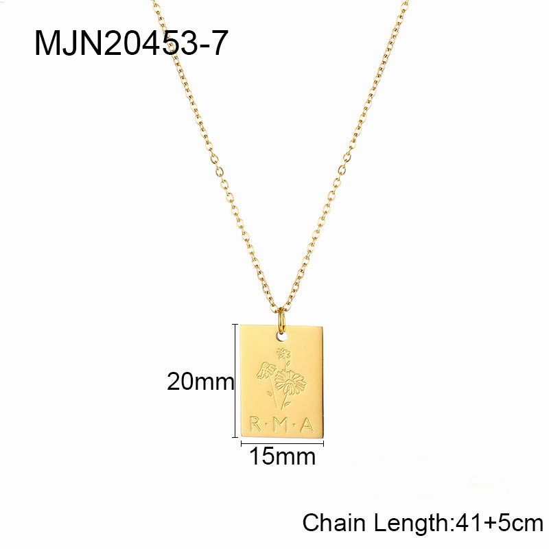 Wholesale Letter Square Tag Titanium Steel Necklace