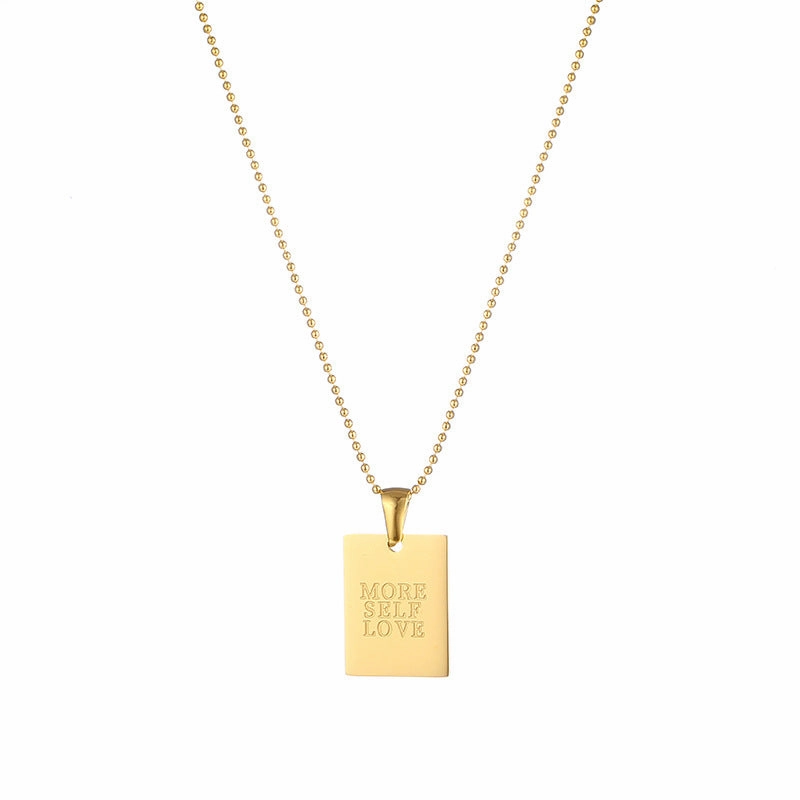 Wholesale Letter Square Tag Titanium Steel Necklace
