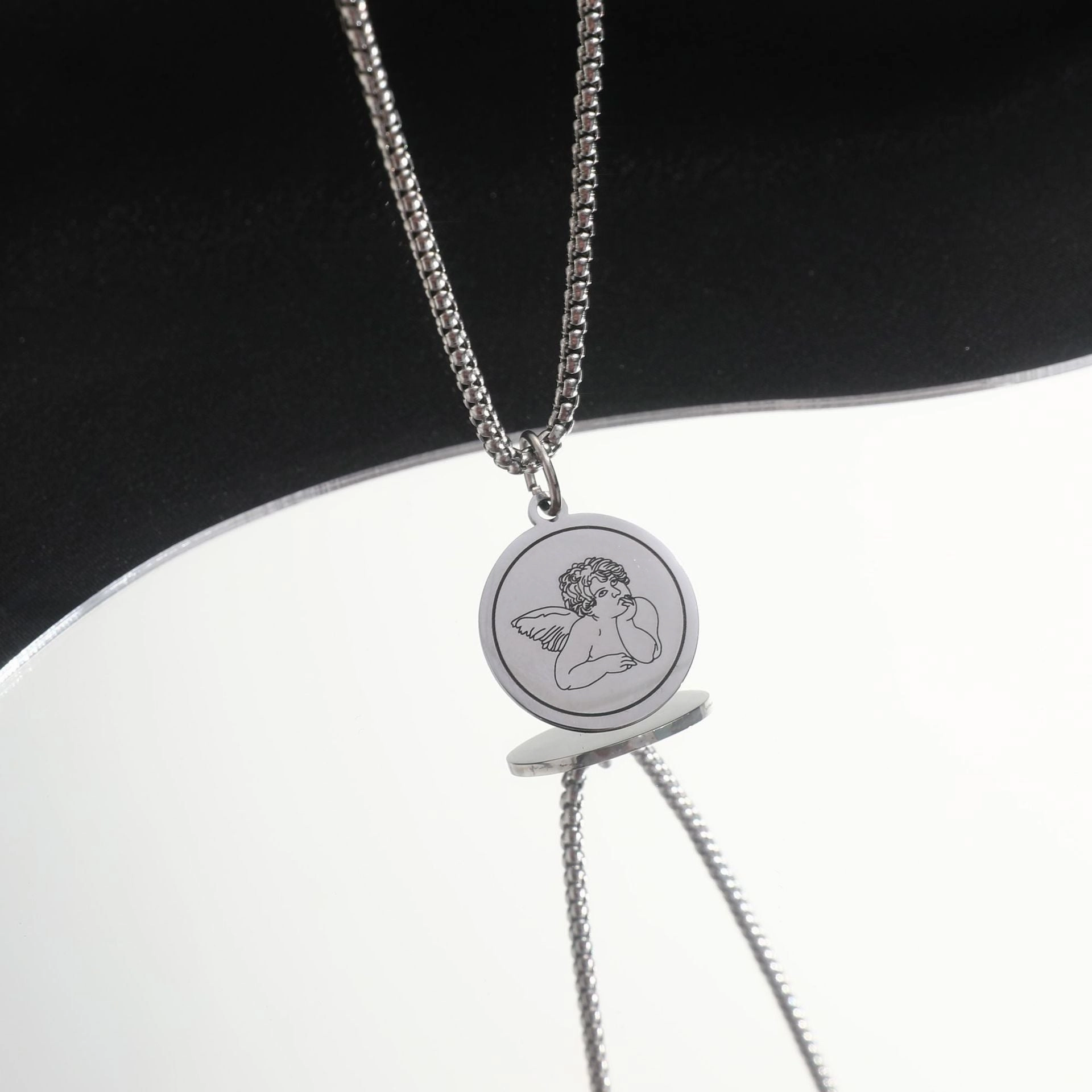 Wholesale Little Angel Titanium Steel Chain No Fading Sweater Necklaces