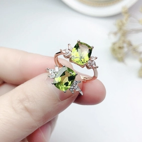 Wholesale Live Mouth Adjustable Peridot Copper Ring