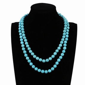 Wholesale Long Length Vintage Turquoise Knotted Women Mixed Color Necklaces