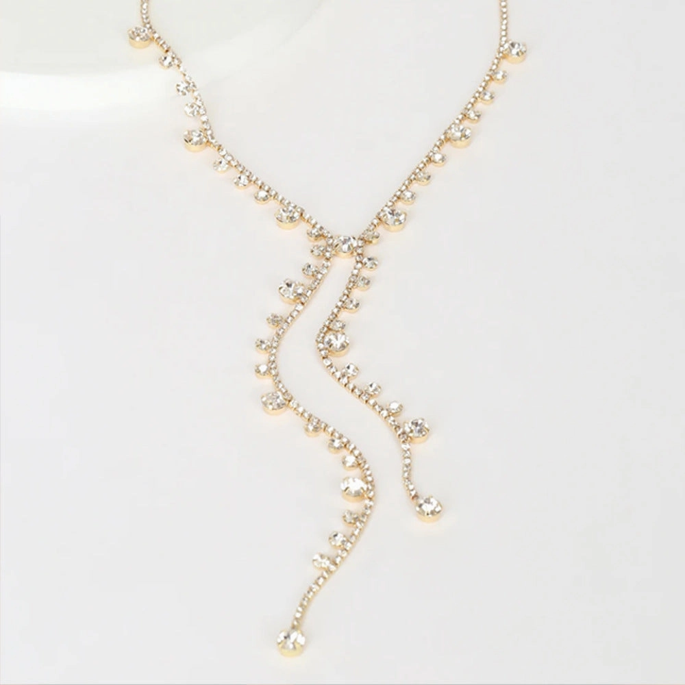 Wholesale Long Tassel Irregular Full Diamond Necklaces