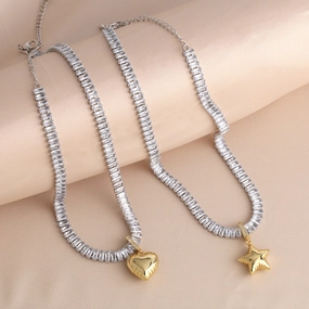 Wholesale Love Copper Plated 18k Gold Vintage Star Necklace