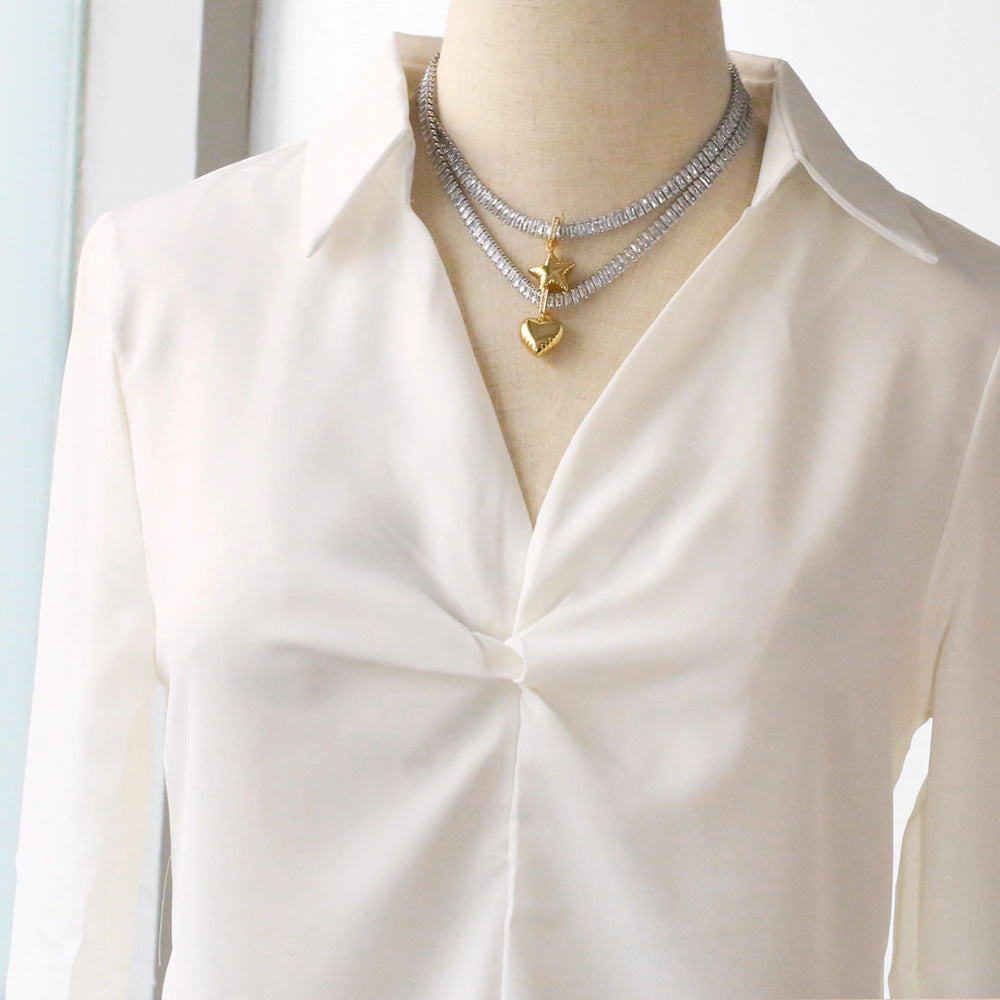 Wholesale Love Copper Plated 18k Gold Vintage Star Necklace