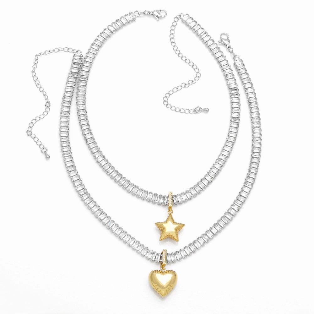 Wholesale Love Copper Plated 18k Gold Vintage Star Necklace