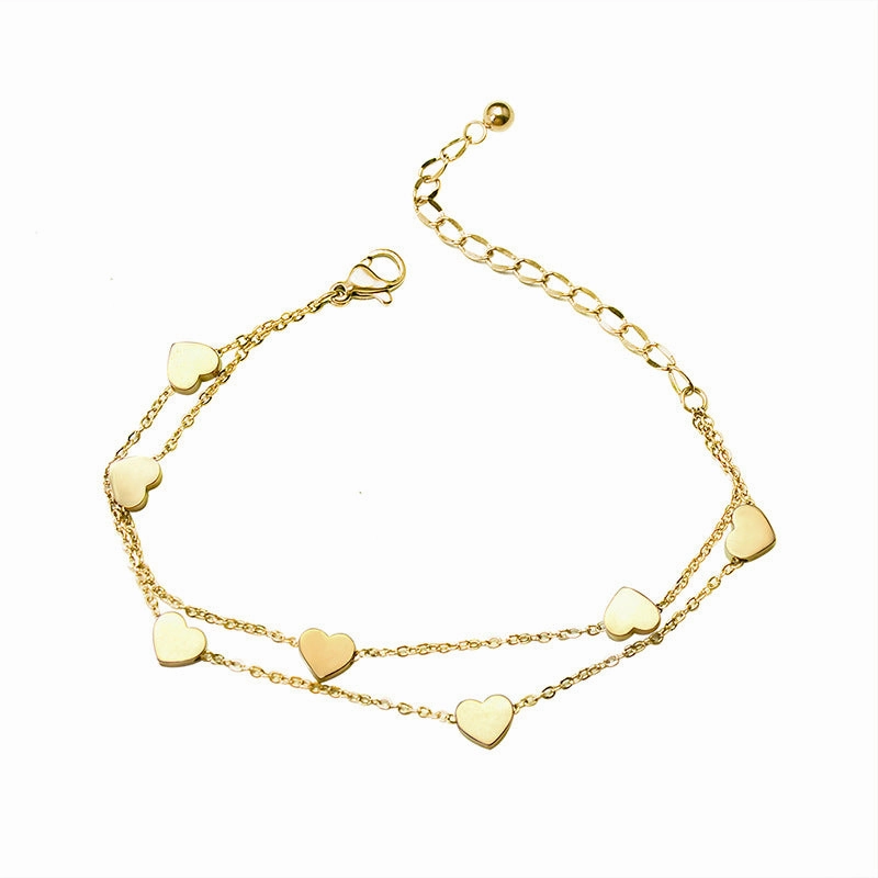 Wholesale Love Double Layer Stacked Titanium Steel 18k Gold Plated Bracelet