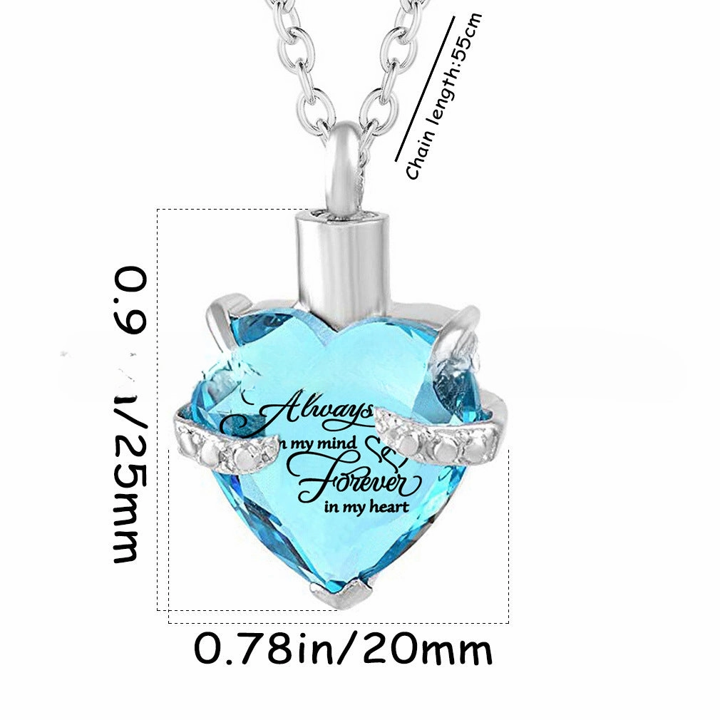 Wholesale Love Glass Bone Ash Commemorative Titanium Steel Necklace