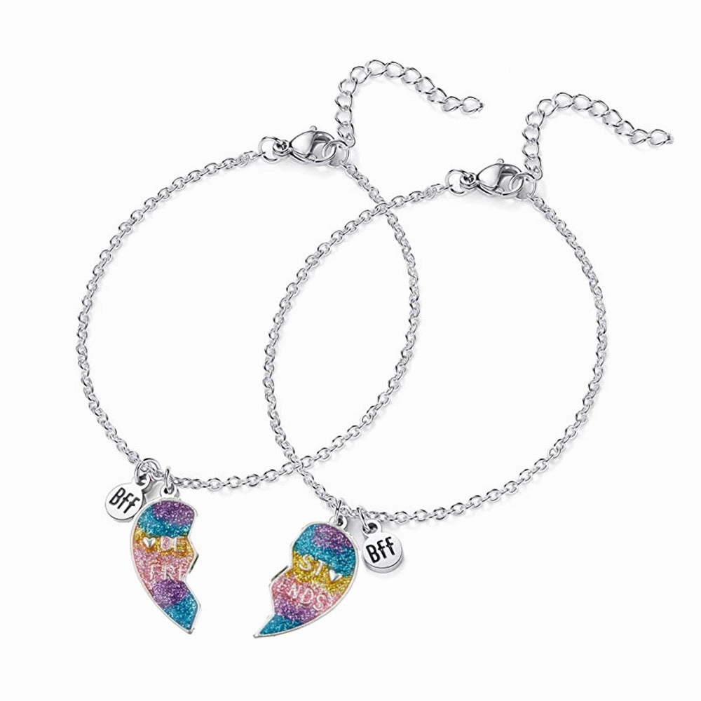 Wholesale Love Heart Gradient Drip Oil Magnet Pendant Necklaces