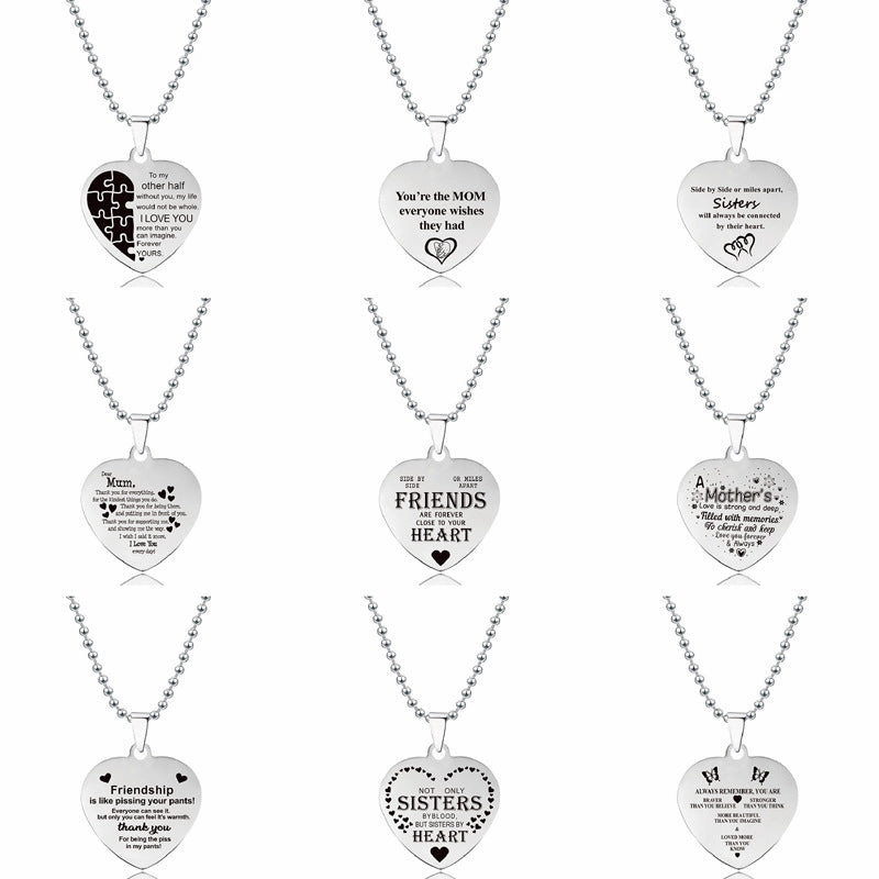 Wholesale Love Heart Stainless Steel Pendant Titanium Steel Necklaces