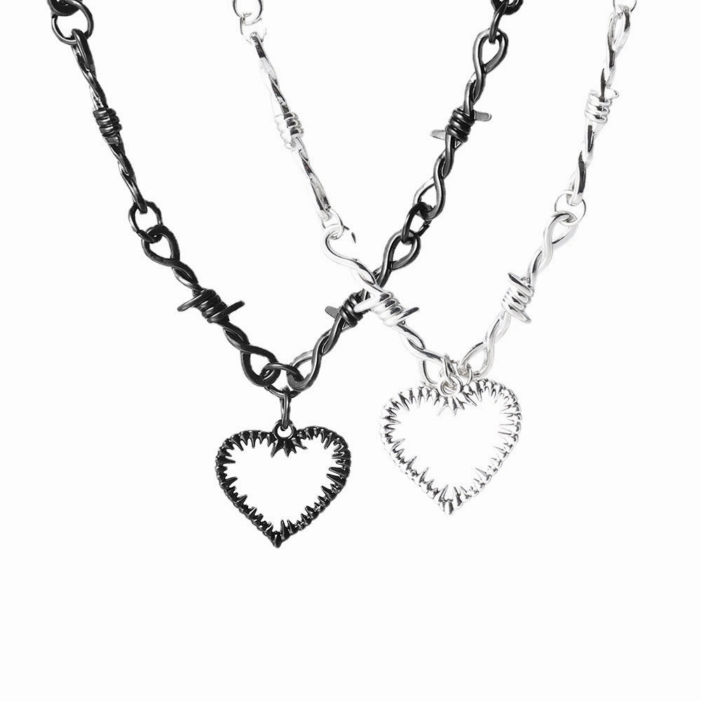 Wholesale Love Heart Thorns Pendant Alloy Necklaces