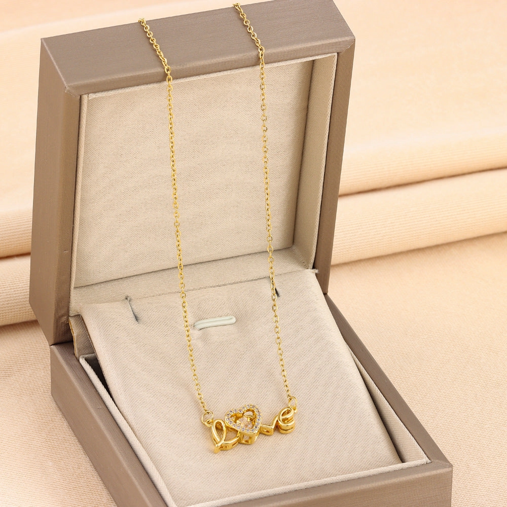 Wholesale LOVE Titanium Steel Necklaces