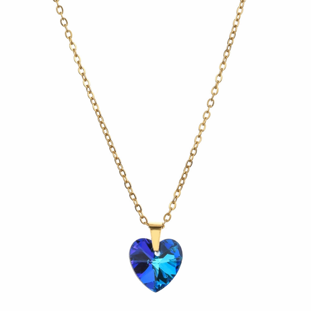 Wholesale Love Zircon Colored Pendant Stainless Steel Necklaces