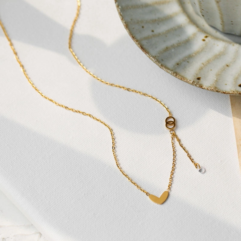Wholesale Love Zircon Tassel Titanium Steel Necklace