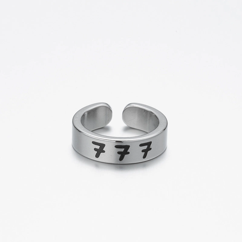 Wholesale Lucky Angel Numbers Stainless Steel Rings