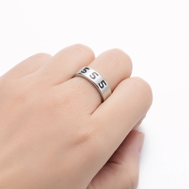 Wholesale Lucky Angel Numbers Stainless Steel Rings