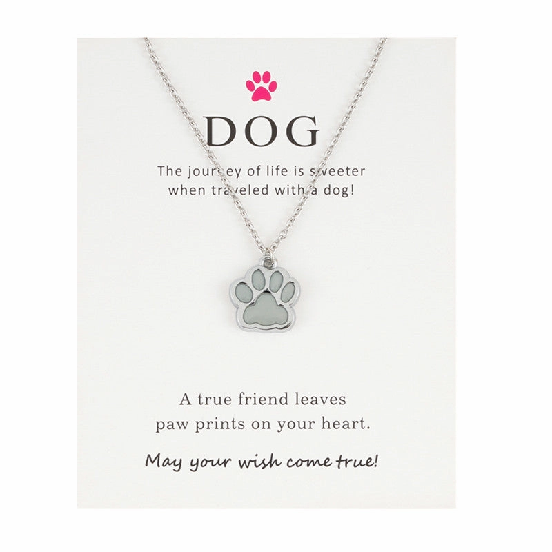 Wholesale Luminous Dog Paws Stainless Steel Necklaces