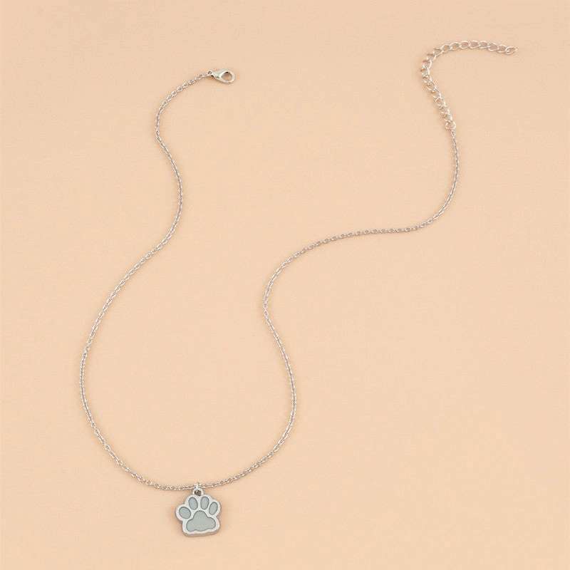 Wholesale Luminous Dog Paws Stainless Steel Necklaces