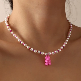 Wholesale Macarons Jelly Bears Resin Rice Beads Necklaces