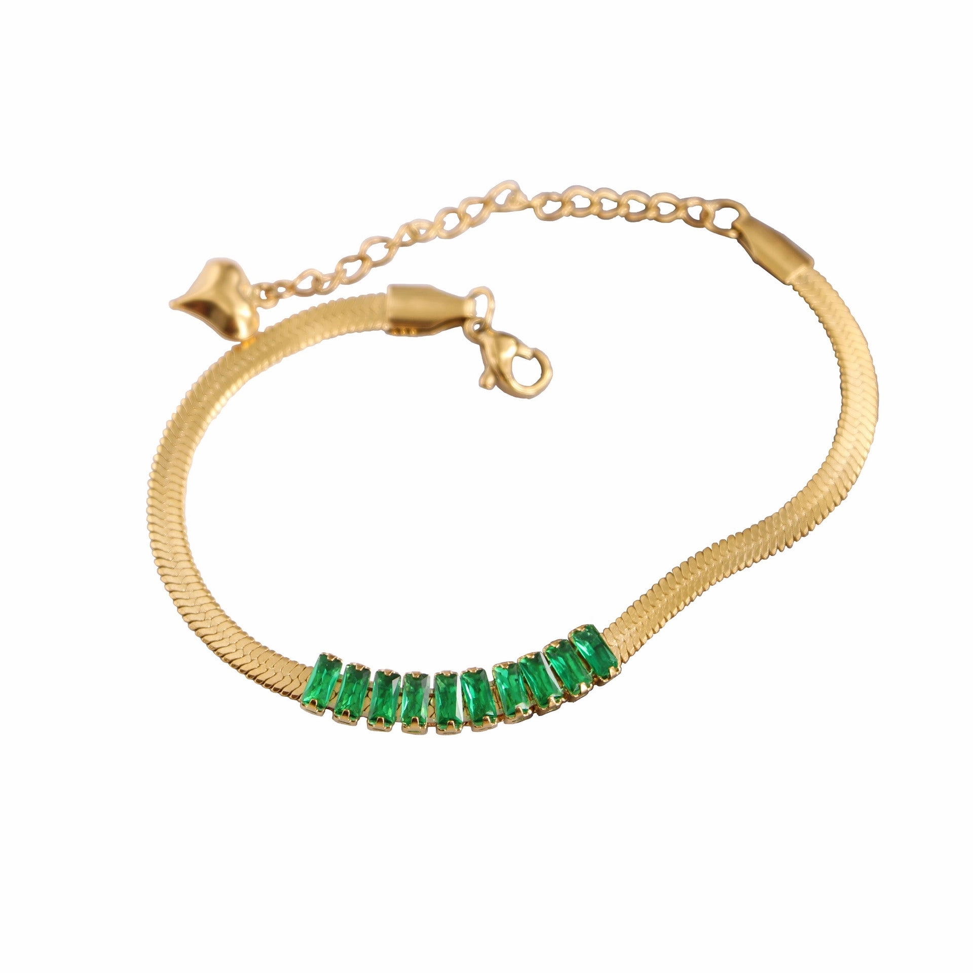 Wholesale Malachite Green Zircon Blade Chain Titanium Steel Necklaces