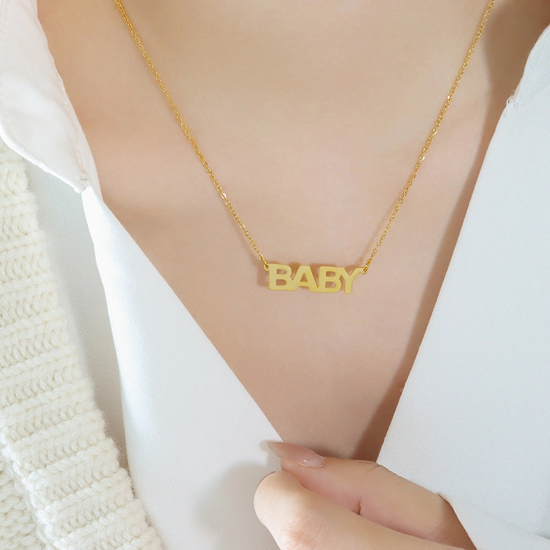 Wholesale marka Simple English Alphabet Pendant Titanium Steel 18k Gold Plated Necklaces