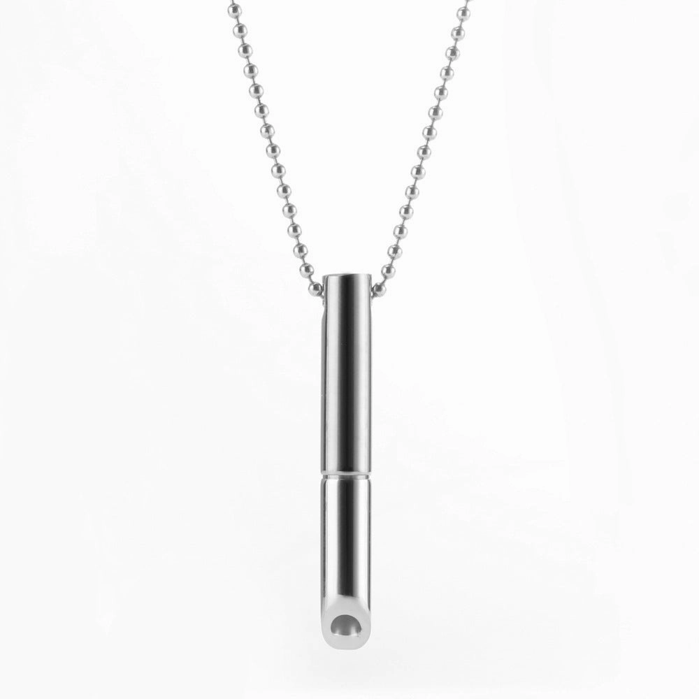 Wholesale Meditation Breath Decompression Whistle Stainless Steel Black Gold Gold Pendant Necklace