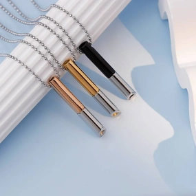 Wholesale Meditation Breath Decompression Whistle Stainless Steel Black Gold Gold Pendant Necklace